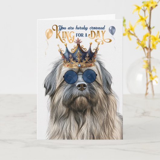 Pyrenean Shepherd King for Day Funny Birthday Karte (Gelbe Blume)