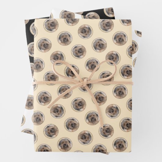 Pyrenean Shepherd Malerei Long-Haird Fawn Dog Art Geschenkpapier Set (Beispiel)