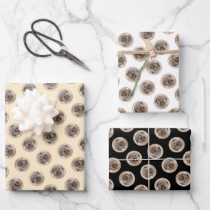 Pyrenean Shepherd Malerei Long-Haird Fawn Dog Art Geschenkpapier Set