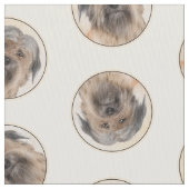 Pyrenean Shepherd Malerei Long-Haird Fawn Dog Art Stoff (Nahaufnahme)
