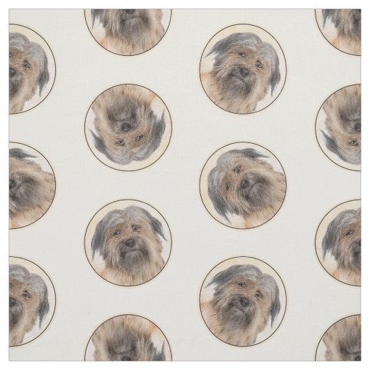 Pyrenean Shepherd Malerei Long-Haird Fawn Dog Art Stoff (Muster)