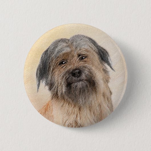 Pyrenean Shepherd Malerei - Niedliche Original Dog Button (Vorderseite)