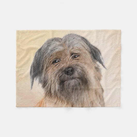 Pyrenean Shepherd Malerei - Niedliche Original Dog Fleecedecke (Vorderseite (Horizontal))