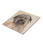 Pyrenean Shepherd Malerei - Niedliche Original Dog Fliese (Seite)