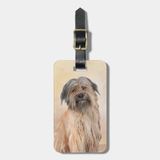 Pyrenean Shepherd Malerei - Niedliche Original Dog Gepäckanhänger (Vorderseite vertikal)