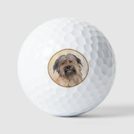 Pyrenean Shepherd Malerei - Niedliche Original Dog Golfball (Vorderseite)