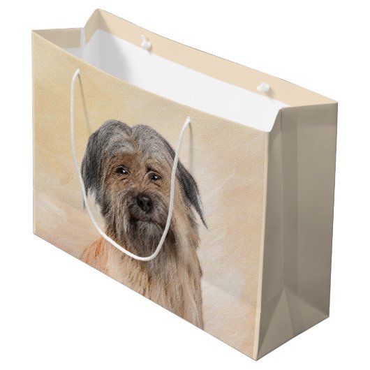 Pyrenean Shepherd Malerei - Niedliche Original Dog Große Geschenktüte (Vorderseite Schrägansicht)