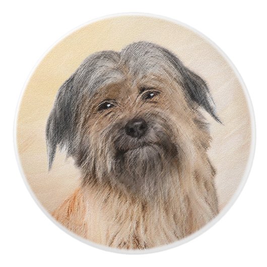 Pyrenean Shepherd Malerei - Niedliche Original Dog Keramikknauf (Vorderseite)