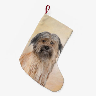 Pyrenean Shepherd Malerei - Niedliche Original Dog Kleiner Weihnachtsstrumpf