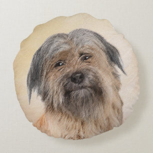 Pyrenean Shepherd Malerei - Niedliche Original Dog Rundes Kissen