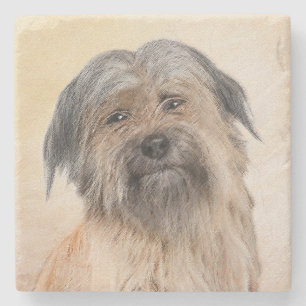 Pyrenean Shepherd Malerei - Niedliche Original Dog Steinuntersetzer