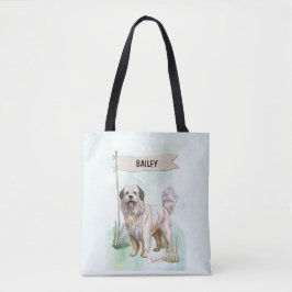 Pyrenean Shepherd Watercolor Personalized Dog Tasche