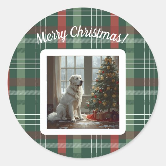 Pyrenees Christmas Round Stickers (Vorderseite)