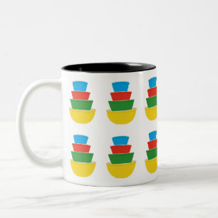 Pyrex-Kaffeetasse in Primärfarben Zweifarbige Tasse