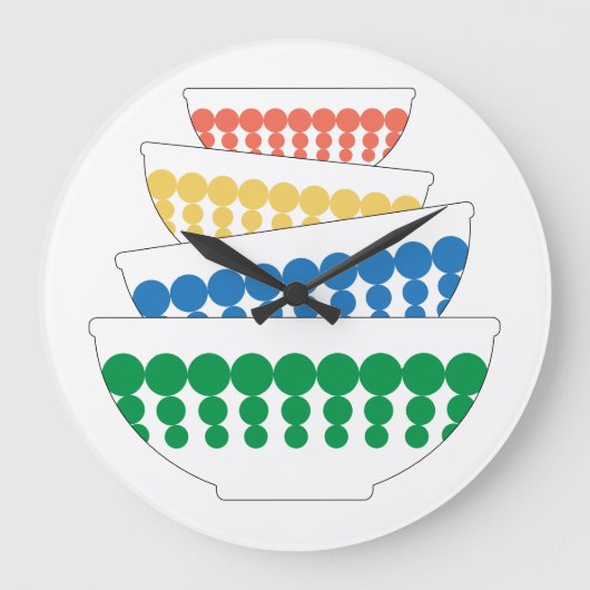 Pyrexschüssel inspiriert Mid Century Wall Uhr (Vorderseite)