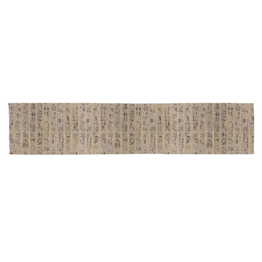 Pyrographed goldene ägyptische Hieroglyphen auf Kurzer Tischläufer (Horizontal)