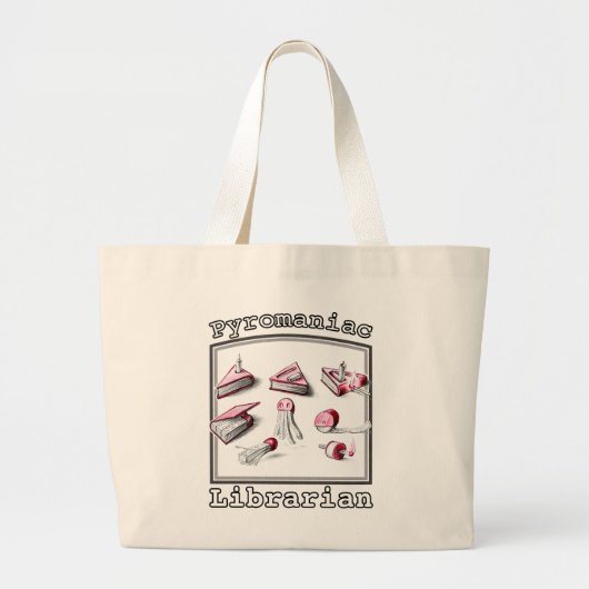 Pyromaniac Librarian Igniting Book Ideas Jumbo Stoffbeutel (Vorne)
