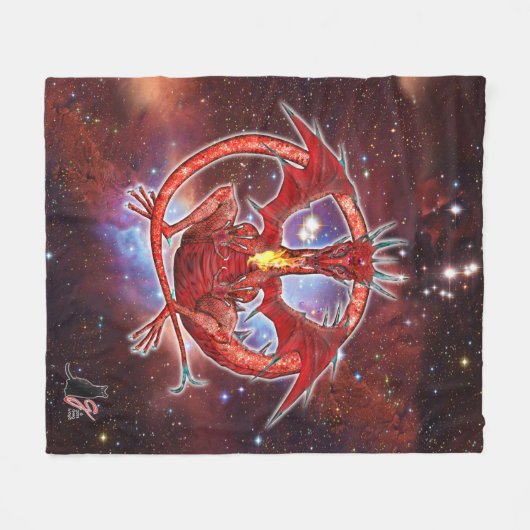 Pyrope Cosmic Dragon Fleece Blanket (Vorderseite (Horizontal))