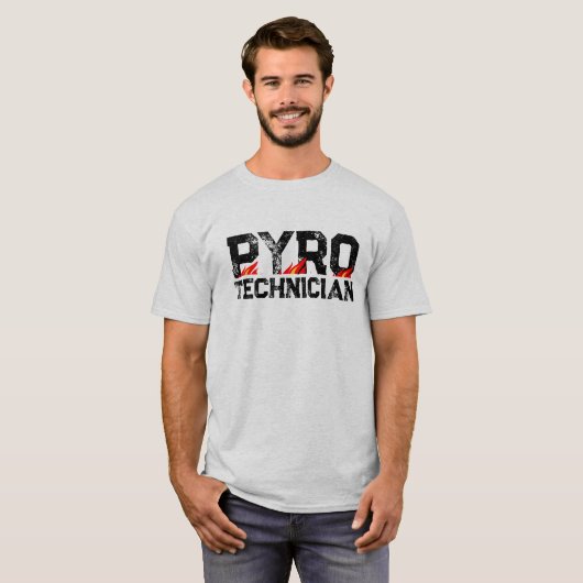 PyroTechnician t shirt with burning flames (Vorne ganz)