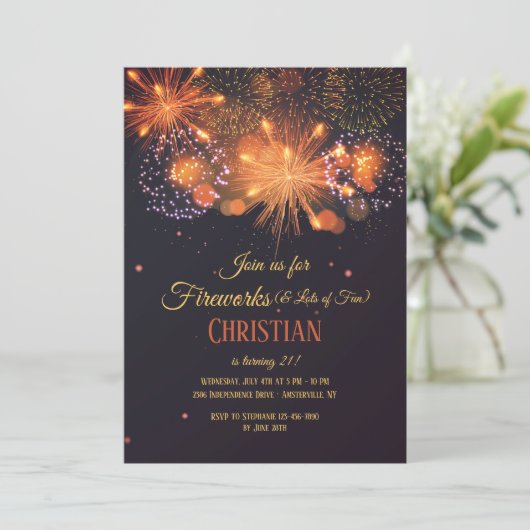 Pyrotechnics Geburtstagsparty Einladung (Stehend Vorderseite)