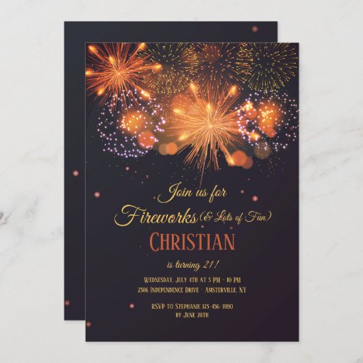 Pyrotechnics Geburtstagsparty Einladung (Vorne/Hinten)