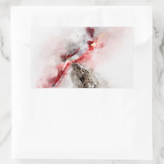 Pyrrhuloxia Wasserfarbe Rechteckiger Aufkleber (Tasche)