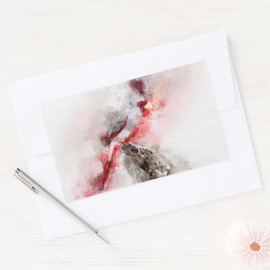 Pyrrhuloxia Wasserfarbe Rechteckiger Aufkleber (Umschlag)