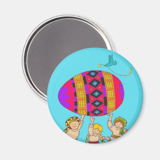 Pysanka Girls Magnet (Vorderseite/Rückseite)
