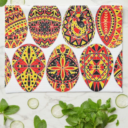 Pysanki Ostereier Geschirrtuch (Gefaltet)