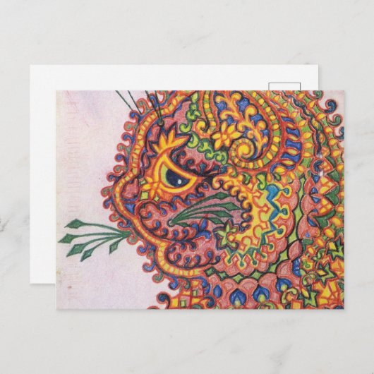 Pyschedelic Cat By Louis Wain Postkarte (Vorne/Hinten)