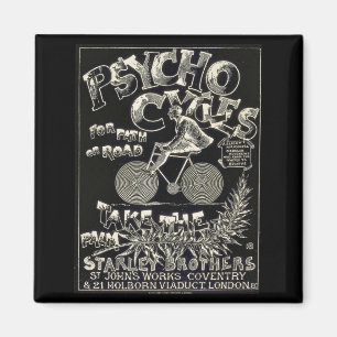 Pyscho Cycles - Vintage-Fahrradanzeige Magnet