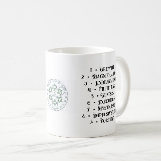 Pythagoräische Numerologie Buchstaben Bedeutung Di Kaffeetasse (VorderseiteRechts)