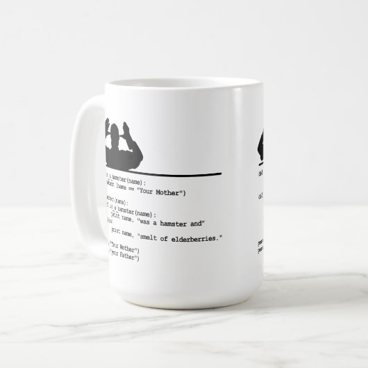 Python Code-Deine Mutter war ein Hamster Kaffeetasse (Vorderseite Links)