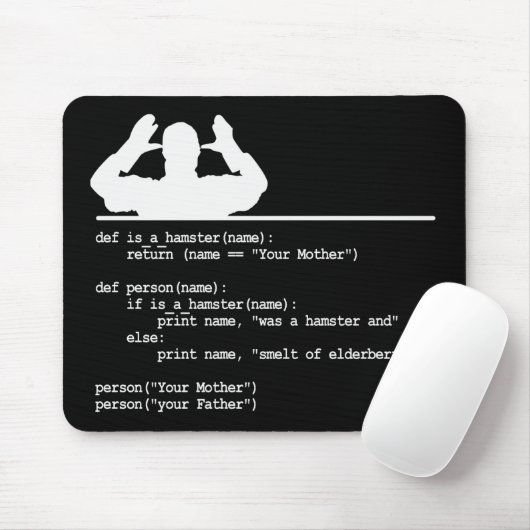 Python Code-Deine Mutter war ein Hamster Mousepad (Mit Mouse)