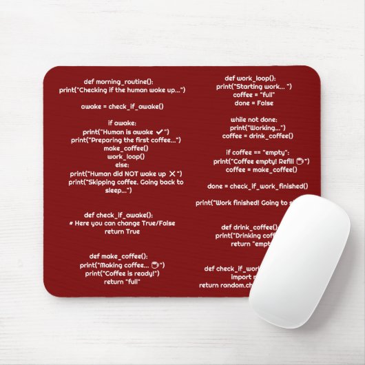 Python Morgenroutine() Mauspad – Geschenk für Code (Mit Mouse)