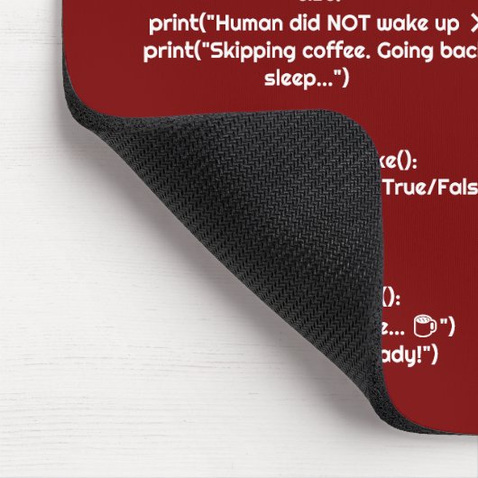Python morning_routine() Mouse Pad – Coders Gift Mousepad (Ecke)