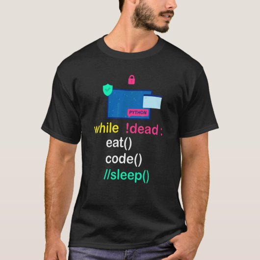 Python Programmer Coder isst Code Sleep T-Shirt (Vorderseite)