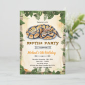 Python reptile birthday party invitation einladung (Stehend Vorderseite)