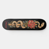Python-Schlange mit roter Rose Skateboard (Horizontal)