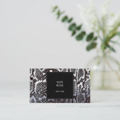 Python Skin Snake Black Silver White Glam Vip Visitenkarte (Stehend Vorderseite)