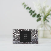 Python Skin Snake Black Silver White Glam Vip Visitenkarte (Stehend Vorderseite)