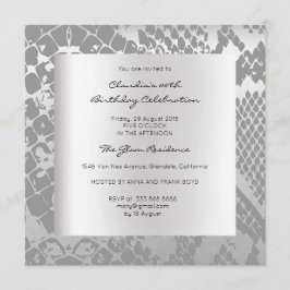 Python Snake Animal Skin Black Silver Birthday Einladung