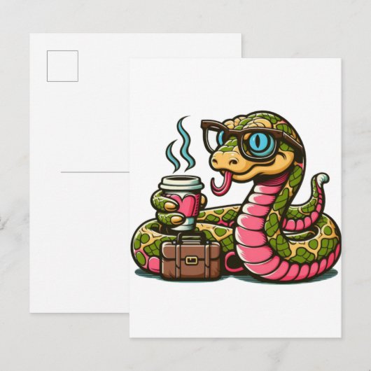Python trinkt Kaffee Ankündigungspostkarte (Vorne/Hinten)