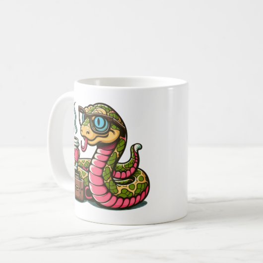 Python trinkt Kaffee Kaffeetasse (Vorderseite Links)