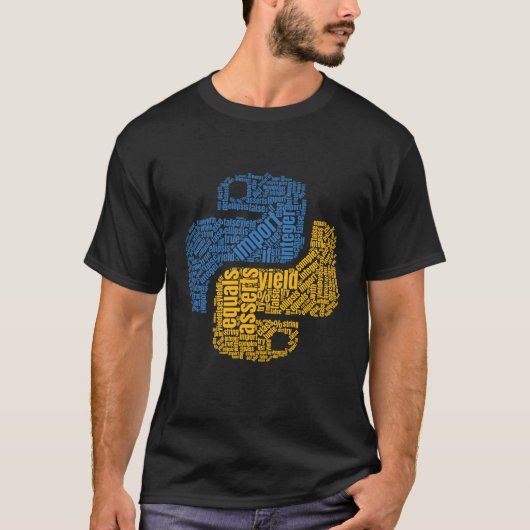 Pythonschlange-Logo Wordcloud für Programmierer T-Shirt (Vorderseite)