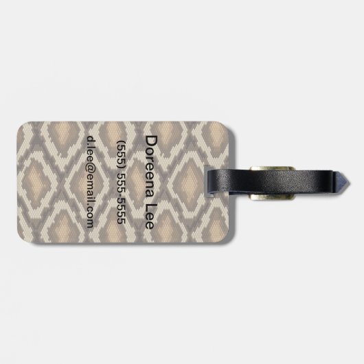 Pythonschlangeschlangenhautmuster 2 gepäckanhänger (Rückseite horizontal)