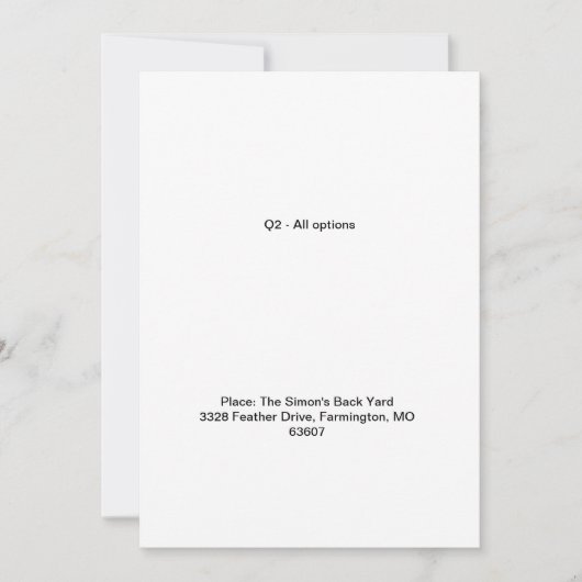 Q2 alle Optionen testen Einladung (Vorderseite)