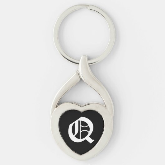 "Q" Black Heart Keychain Schlüsselanhänger (Vorderseite)
