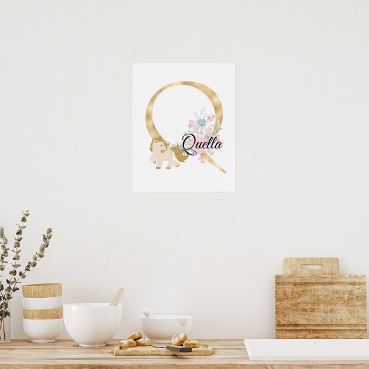 Q Buchstabe personalisierte Bezeichnung Monogramm  Poster (Küche)