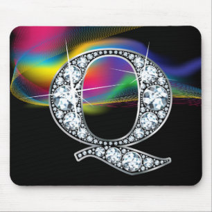 "Q" Diamantblende mit Rainbow Swirl Mousepad